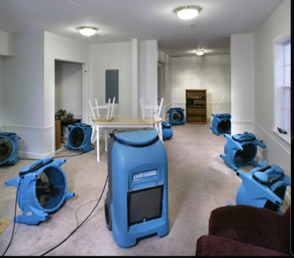 Air movers and dehumidifier setup for Water Extraction & Removal in Sugar Grove